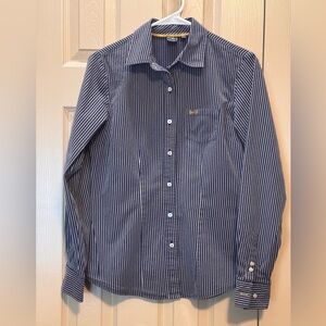 CRUEL GIRL Women Medium Rodeo Shirt  Blue Navy Striped Western Cowgirl Ranch